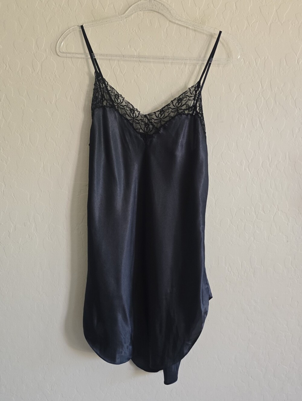 Victoria's Secret Gold Label Black ChemiseVS Satin Lace Slip Dress Medium